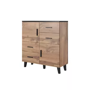 Комод Cama Meble LOTTA 110 2D4S — 1100×450×1190 мм, 2 дверцы, 2 полки, wotan oak/матовый чёрный
