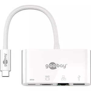 Laptop Dock GOOBAY 62105 — USB 3.2 Gen 1 Type-C, 3840×2160, white, compact 80×190×15mm