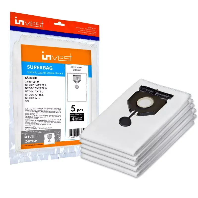 Invest vacuum cleaner bags for Karcher NT 30/1 Tact Te L (5pcs) Photo 4