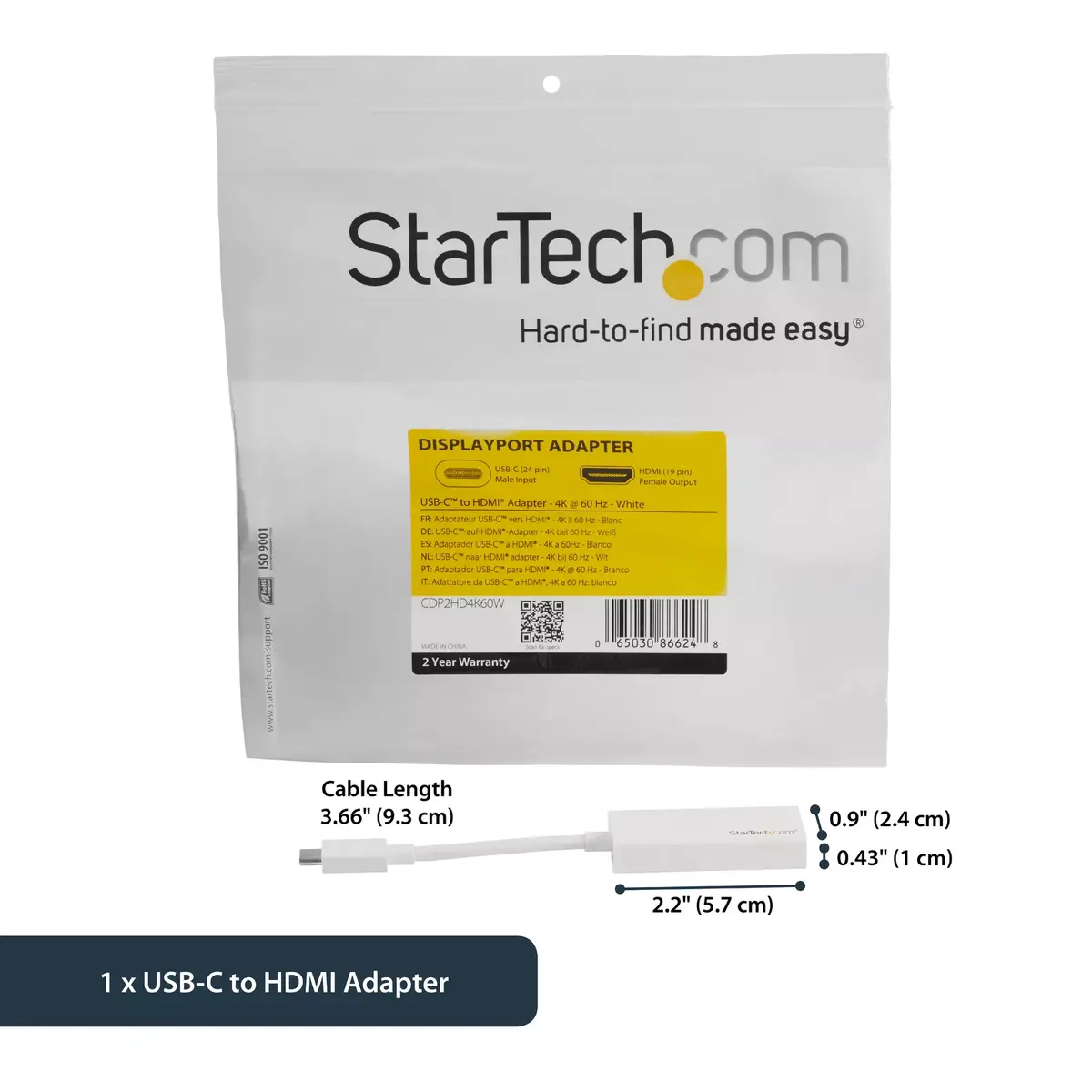 StarTech адаптер USB-C на HDMI CDP2HD4K60W Photo 10