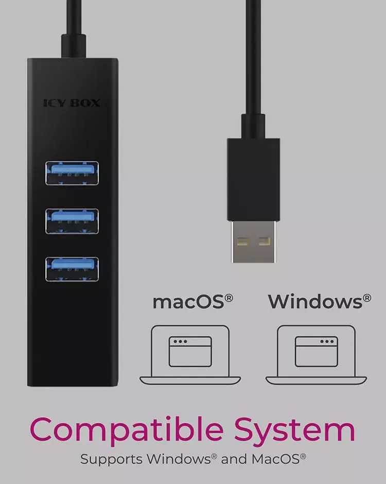 USB хаб ICY BOX IB-HUB1419-LAN Photo 5