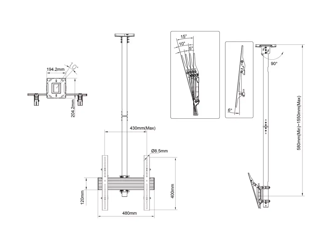 Griestu stiprinājums Multibrackets M Pro MBC1U VESA 400 Photo 13
