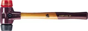 HALDER SIMPLEX Soft-Face Mallet 30mm, Medium-Hard Black Rubber and Hard Red Plastic Inserts