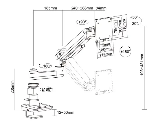 Крепление Multibrackets M Deskmount Gas Spring Single White Photo 22