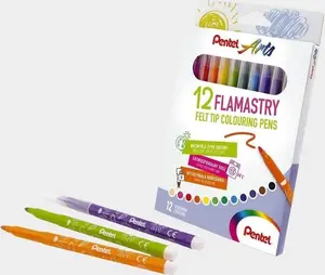 Pentel Arts flomasteri, 12 spilgtas krāsas zīmēšanai un krāsošanai
