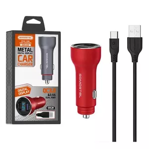 Автомобильное зарядное устройство SOMOSTEL SMS-A89 30 Вт 2xUSB с кабелем Type-C и индикатором