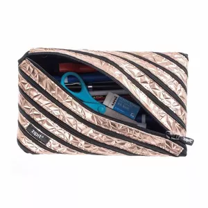 Pencil case ZIPIT Metallic Jumbo ZTJ-MT-1 — bronze color, large zip pouch