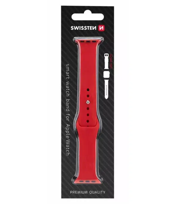 Защитное стекло для часов Swissten Silicone Band для Apple Watch 42-44mm Красный Photo 2