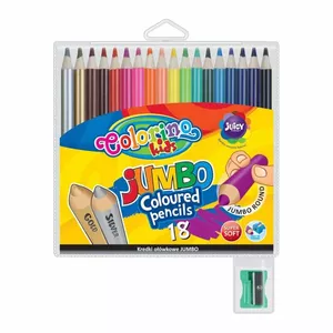 Colorino Colored Pencils Jumbo 18 Colors Round with Sharpener — set of 18 jumbo round color pencils with built-in sharpener
