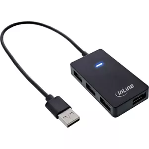 InLine USB 2.0 4-Port Hub, Type-A male to 4x Type-A female, black, 30cm