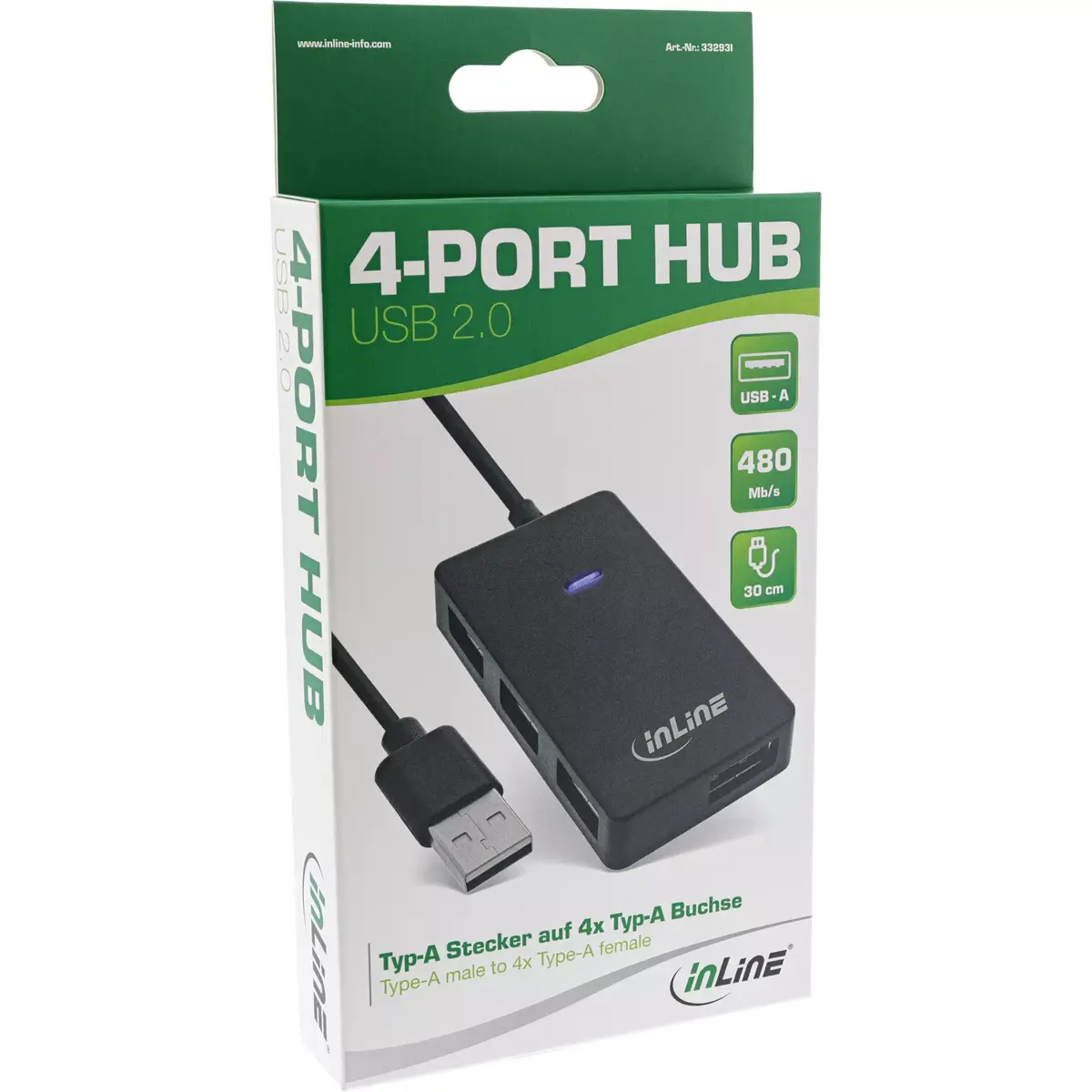 USB хаб InLine 4-портовый Type-A Male на 4x Type-A Female Photo 5