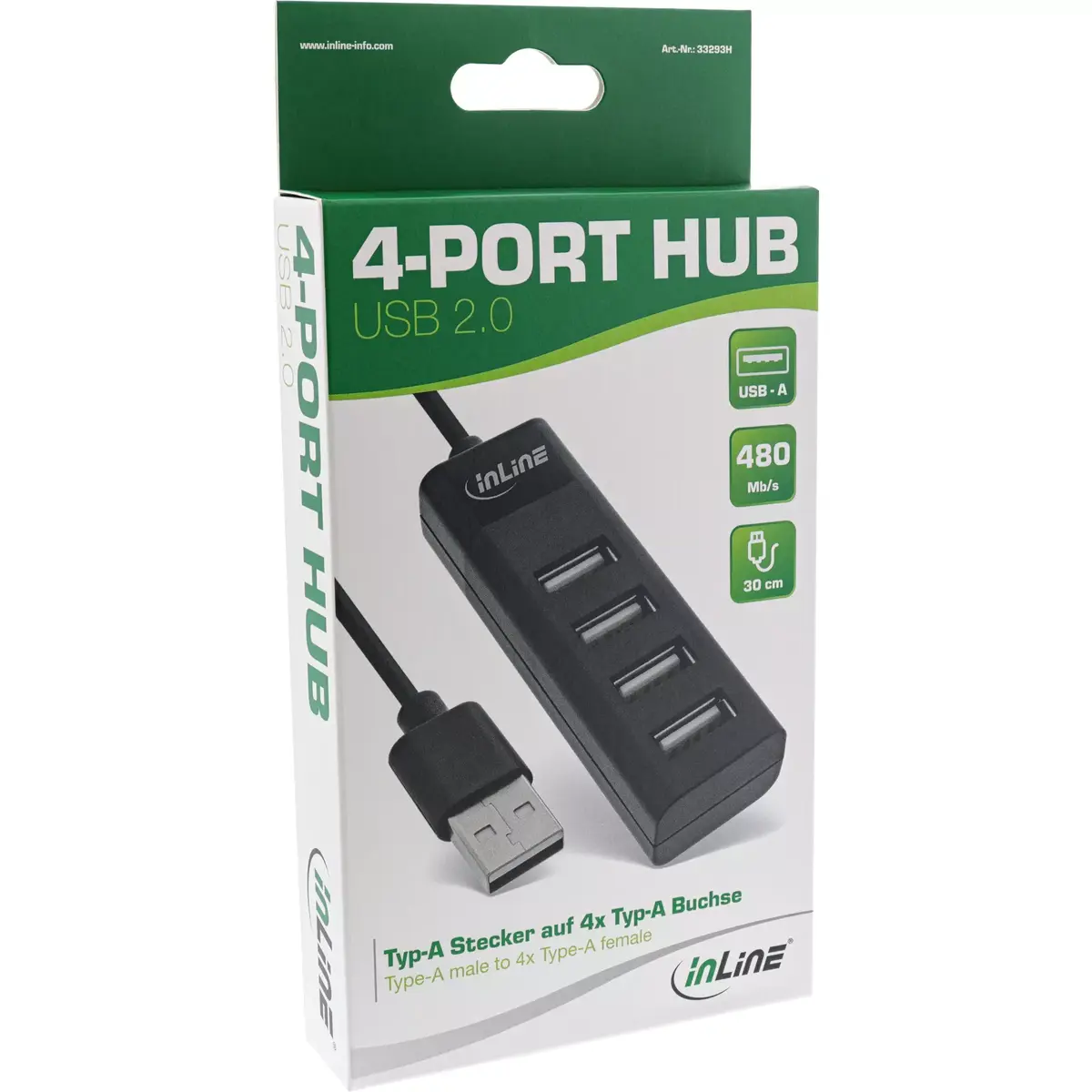 USB Hub InLine 4-Port Type-A Male to 4x Type-A Female Photo 3