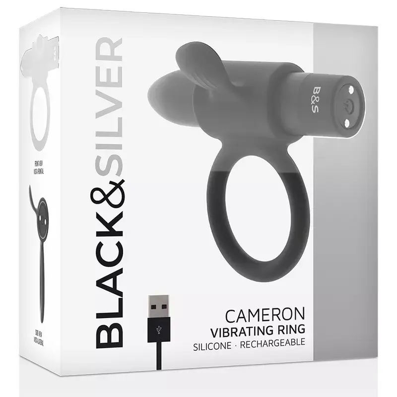 black&silver Cameron uzlādējams vibrējošs gredzens 10V Photo 2
