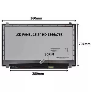LCD panelis SIL 15.6" HD 1366x768 30PIN matēts