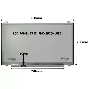 SIL 17.3" FHD 1920x1080 IPS LCD panelis, 30-pin, matēts, stiprinājumi augšā un apakšā