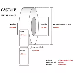 Printeru etiķete Capture CA-LB3047 balta