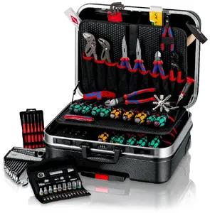 Набор инструментов для механиков Knipex 00 21 06 M — 90 предметов, рожковые ключи, тонкогубцы, клещи для водяных насосов, кейс 515×430×280 мм