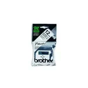 Brother Labelling Tape - 12mm, Black/White, Blister этикеточная лента M
