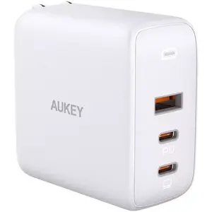 Aukey Omnia Mix3 Универсальное настенное зарядное устройство — 90 Вт, AC, 2x USB-C, 100–240 В, белое