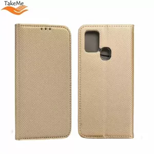 TakeMe Magnēstikas Fiksācijas Sāniski atverams maks bez klipša Samsung Galaxy XCover 5 (G525F) Zeltains