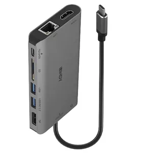 Lindy 43323 dokstacija Vadu USB 3.2 Gen 1 (3.1 Gen 1) Type-C Melns, Pelēks