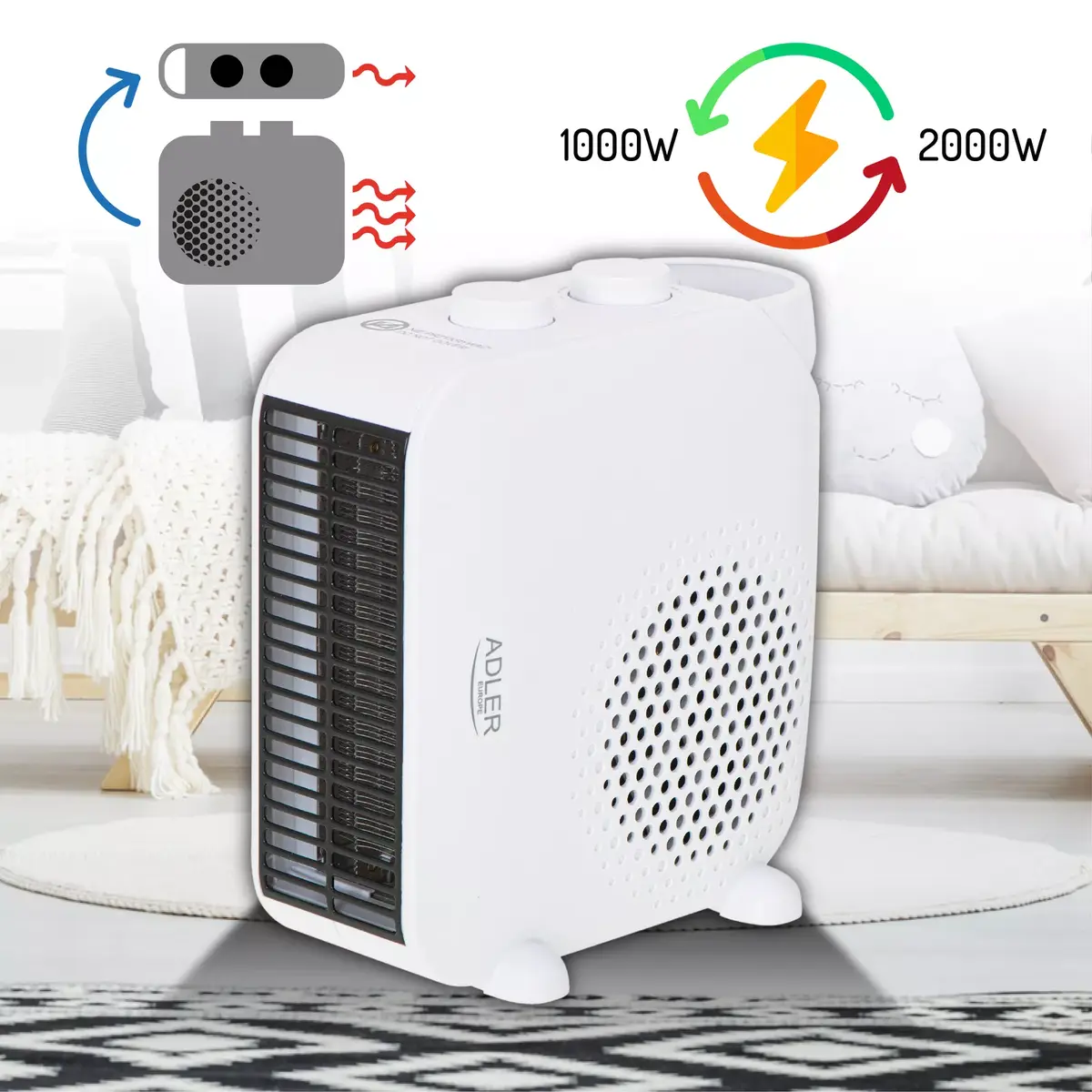 Ventilatora elektriskais sildītājs Adler AD 7725W Photo 6