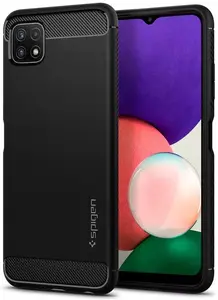 Spigen Rugged Armor vāciņš Samsung Galaxy A22 5G viedtālrunim, melns