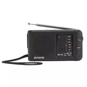 Portable Radio Aiwa RS-44 — Analog AM/FM, 3.5 mm Headphone, External Antenna, AA Battery (Black)