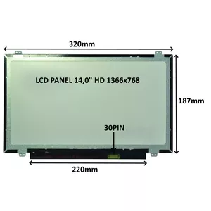 SIL 14,0" HD LCD panelis 1366x768 30 kontaktu matēts ar stiprinājumiem augšā un apakšā