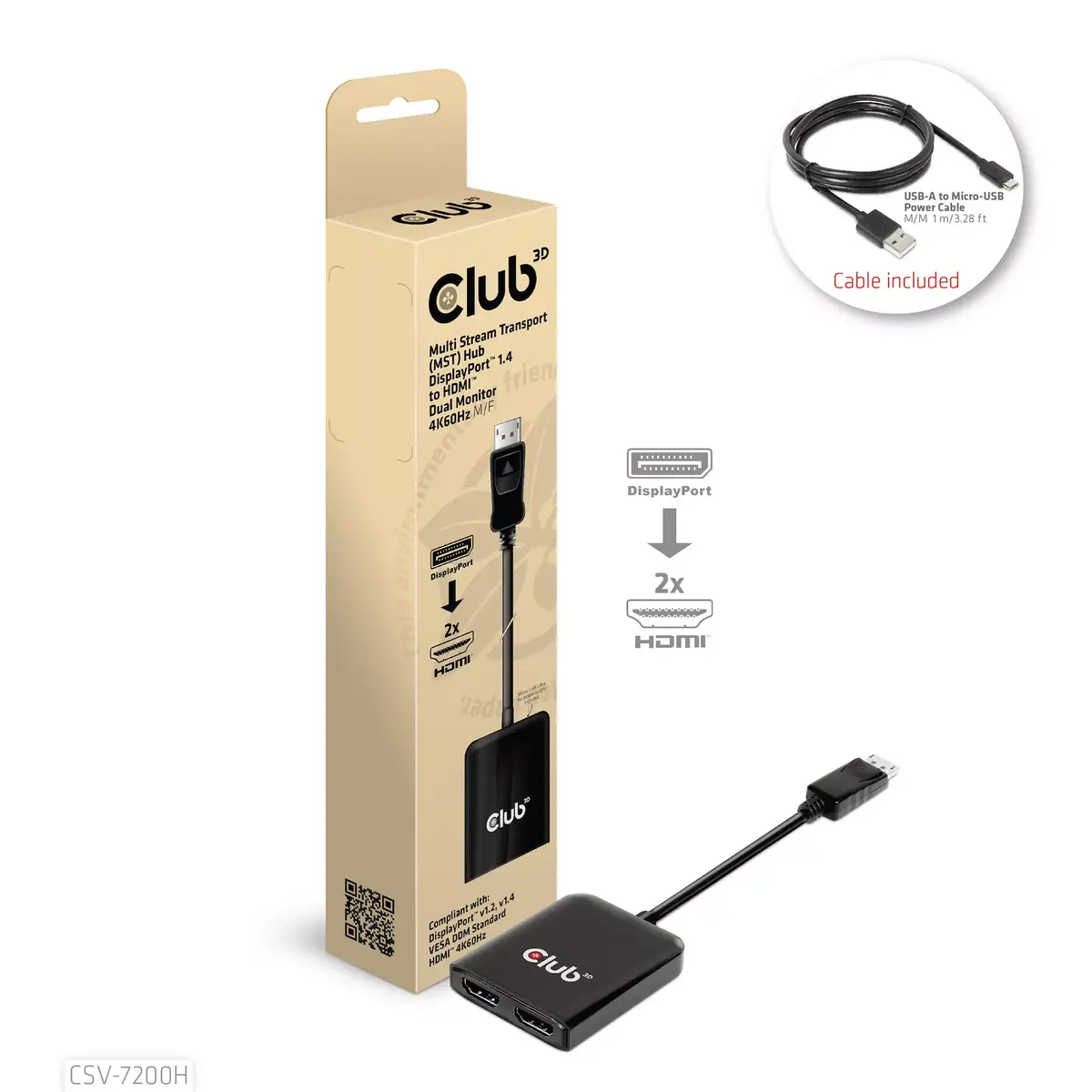 MST Хаб DisplayPort 1.4 на HDMI CLUB3D CSV-7200H Photo 2
