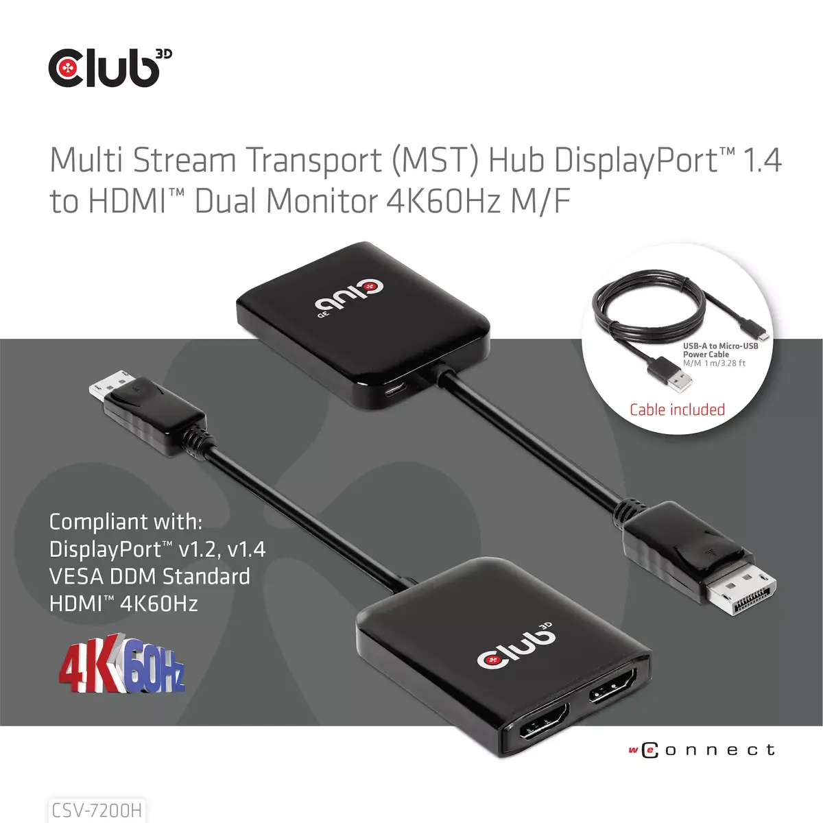 MST Хаб DisplayPort 1.4 на HDMI CLUB3D CSV-7200H Photo 5