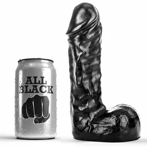 Silicone dildo all black 19 cm, brand all black, weight 0.437 kg