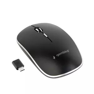 Оптическая амбидекстрная мышь GEMBIRD MUSW-4BSC-01 — RF беспроводная, USB Type-C, 1600 DPI, 4 кнопки, чёрная