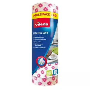 Multisurface cloth Vileda Light & Soft in roll 40 pcs (white with flowers)