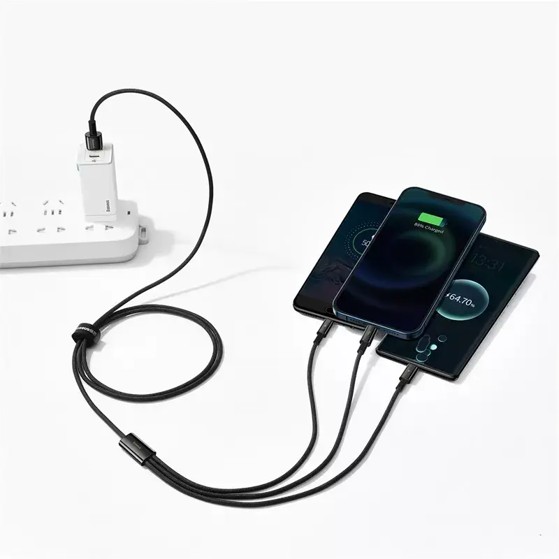 3-in-1 USB kabelis Baseus Tungsten Gold Photo 7