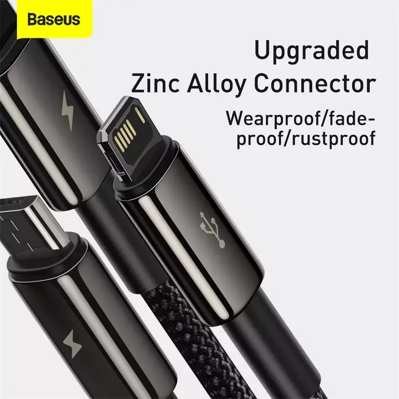 3-in-1 USB kabelis Baseus Tungsten Gold Photo 13