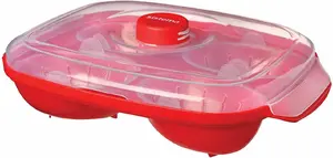Sistema Egg Poacher for up to 4 Eggs, Red/Clear