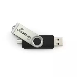 MediaRange MR932-2 USB zibatmiņa 32 GB USB Type-A / Micro-USB 2.0 Melns, Sudrabs