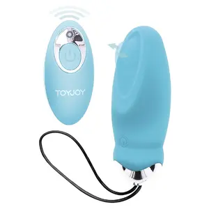 Вибратор с пультом TOYJOY HAPPINESS I'M SO EGGCITED — компактное яйцо, синий
