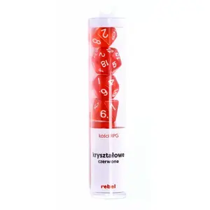 Set of Crystal Red Dice, Rebel — accessory for board games and RPGs, pack of mixed polyhedral dice
