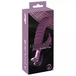 Rabbit vibrator Elegant Series Silicone Purple — 16 cm length, 9.9 cm insertion, Ø 3.2 cm, 15 modes, USB rechargeable, waterproof
