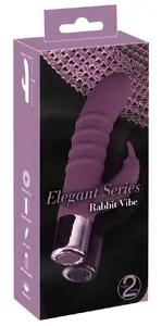 Кролик-вибратор Elegant Series силиконовый фиолетовый — длина 16 см, вводимая 9,9 см, Ø 3,2 см, 15 режимов, USB, водонепроницаемый