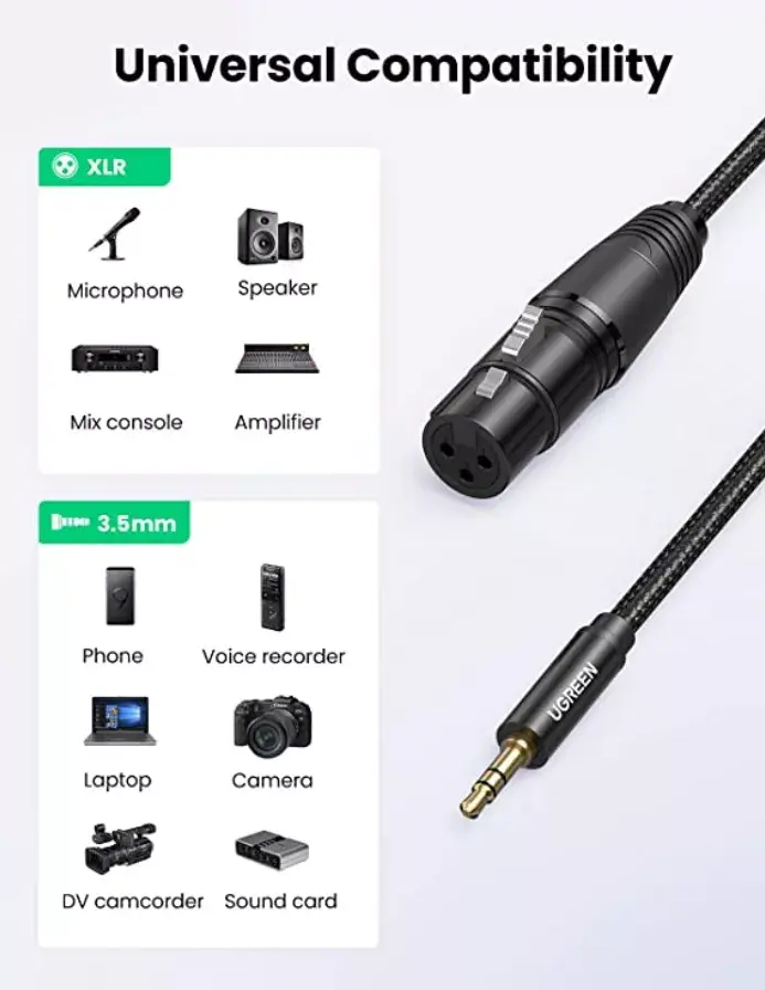 UGREEN 20763 XLR to 3.5 mm audio cable, 1 m Photo 6