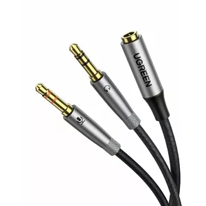 Audio splitter UGREEN AV192 — 3.5mm mini‑jack adapter for headphones and microphone, gray