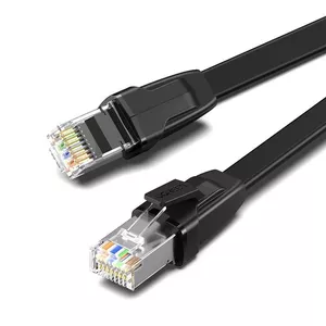 UGREEN NW134 Plakanais tīkla kabelis ar metāla savienotājiem, Ethernet RJ45, Cat.8, U/FTP, 2 m (melns)