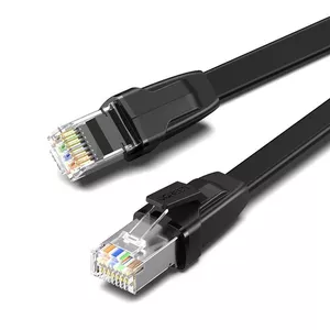 UGREEN NW134 Плоский сетевой кабель с металлическими штекерами, Ethernet RJ45, Cat.8, U/FTP, 1 м (черный)