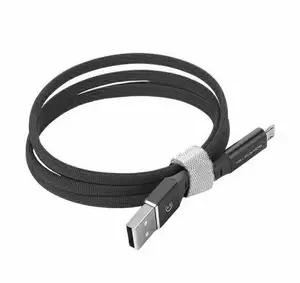 Кабель SOMOSTEL SMS-BW04 USB-A на USB-C 1 м, Quick Charge 3.0, тканевая оплетка с LED