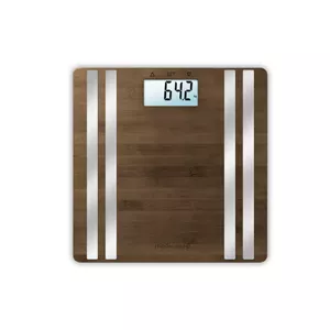 Electronic personal scale Medisana BS 552 — silver bamboo top, max 180 kg, 100 g accuracy, Bluetooth, BMI, body composition