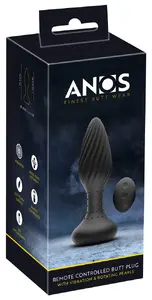 Anal plug ANOS Silicone Black, remote-controlled vibro plug, length 15.1 cm, insertion 12 cm, max Ø 4.2 cm