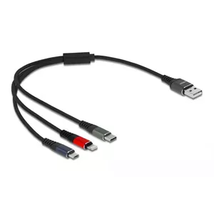 USB Charging Cable DeLOCK 3 in 1 Type-A to Lightning Micro USB USB Type-C 30 cm